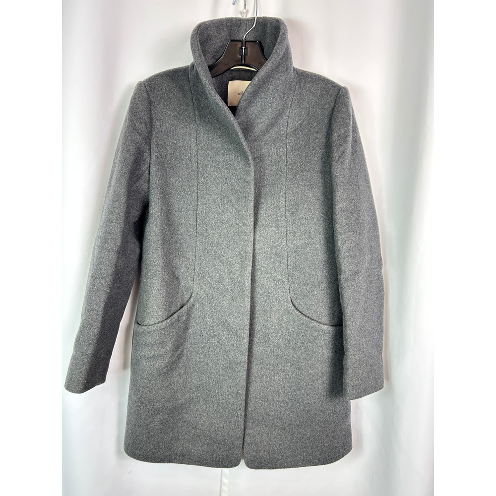 Wilfred Cocoon Grey Solid Wool Cashmere Coat Funnel Neck Minimalist Chic XS